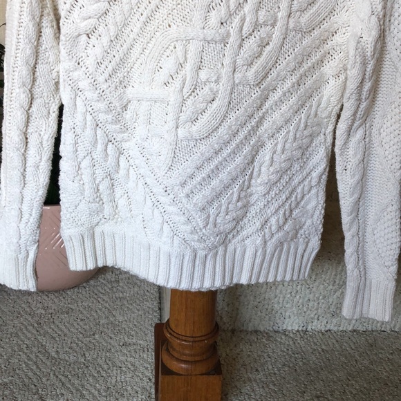 Polo Ralph Lauren White Cable Knit Pop Over Sweater - Picture 7 of 12